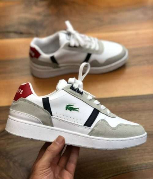 Men's T-Clip Leather and Suede Color-Pop Lacoste Sneakers